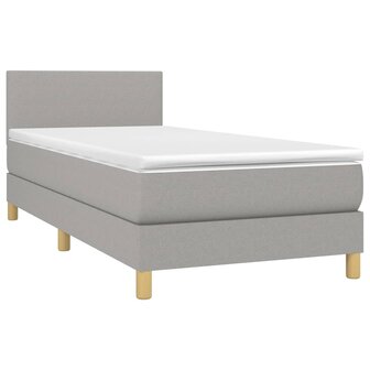 Boxspring met matras en LED stof lichtgrijs 90x200 cm 8720287370499 3