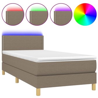 Boxspring met matras en LED stof taupe 80x200 cm 8720287371175 2