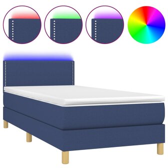 Boxspring met matras en LED stof blauw 80x200 cm 8720287371199 2