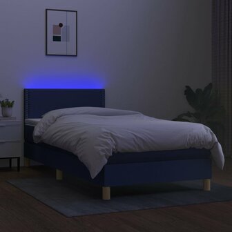 Boxspring met matras en LED stof blauw 80x200 cm 8720287371199 4