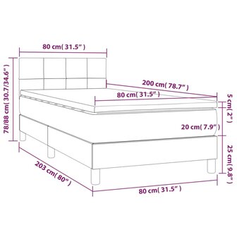 Boxspring met matras en LED stof donkergrijs 80x200 cm 8720287371946 8