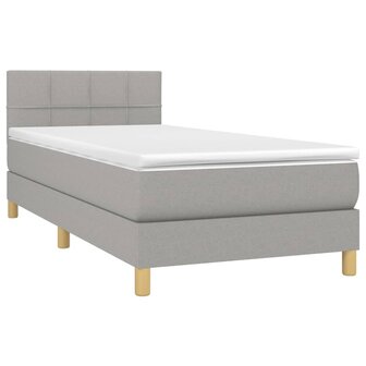 Boxspring met matras en LED stof lichtgrijs 90x200 cm 8720287372097 3