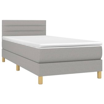 Boxspring met matras en LED stof lichtgrijs 90x200 cm 8720287372899 3