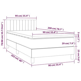 Boxspring met matras en LED stof lichtgrijs 90x200 cm 8720287373698 8