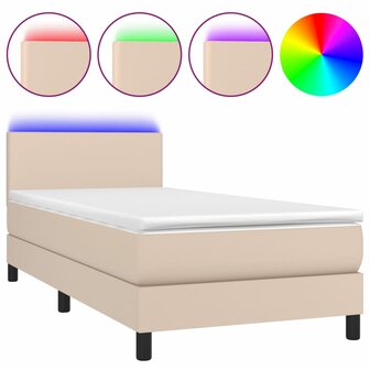 Boxspring met matras en LED kunstleer cappuccinokleur 80x200 cm 8720287375982 2