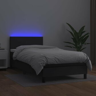 Boxspring met matras en LED kunstleer zwart 90x200 cm 8720287376057 4