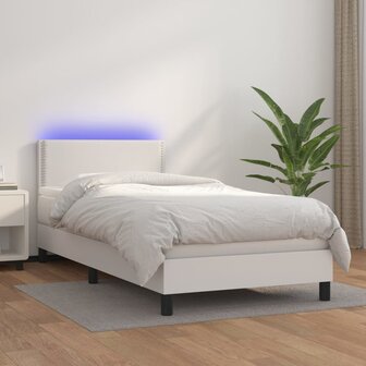 Boxspring met matras en LED kunstleer wit 80x200 cm 8720287376545 1