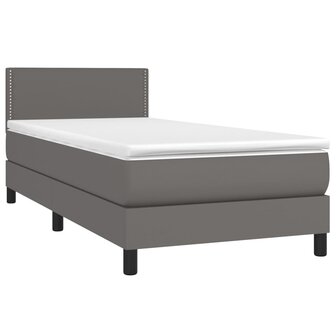 Boxspring met matras en LED kunstleer grijs 80x200 cm 8720287376576 3