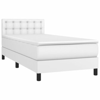 Boxspring met matras en LED kunstleer wit 80x200 cm 8720287377146 3