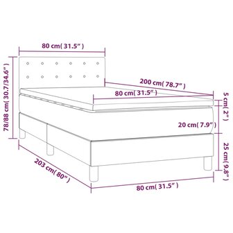 Boxspring met matras en LED kunstleer grijs 80x200 cm 8720287377177 8