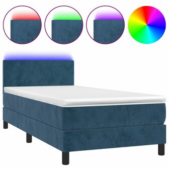 Boxspring met matras en LED fluweel donkerblauw 80x200 cm 8720287377771 2