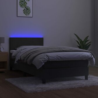 Boxspring met matras en LED fluweel donkergrijs 90x200 cm 8720287377863 4