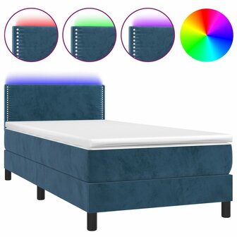 Boxspring met matras en LED fluweel donkerblauw 80x200 cm 8720287378372 2