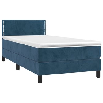 Boxspring met matras en LED fluweel donkerblauw 90x200 cm 8720287378495 4