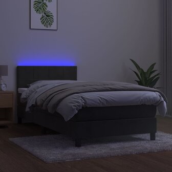 Boxspring met matras en LED fluweel donkergrijs 80x200 cm 8720287378945 3