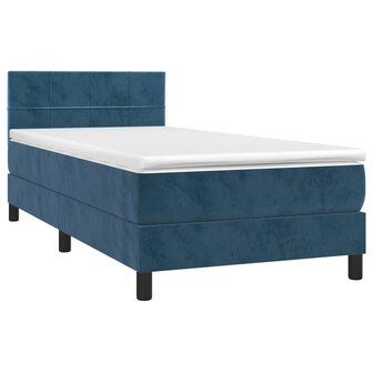 Boxspring met matras en LED fluweel donkerblauw 90x200 cm 8720287379096 4