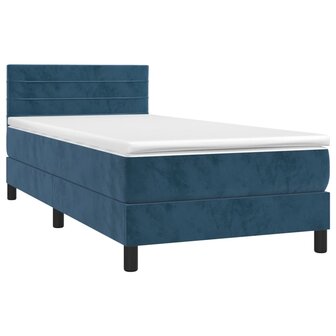 Boxspring met matras en LED fluweel donkerblauw 80x200 cm 8720287379577 3