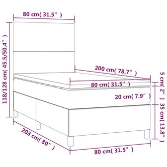 Boxspring met matras en LED stof zwart 80x200 cm 8720287387558 8