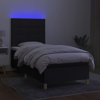 Boxspring met matras en LED stof zwart 80x200 cm 8720287389156 4