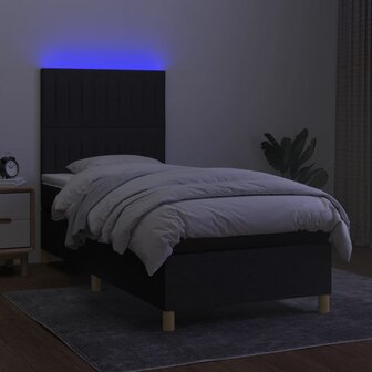 Boxspring met matras en LED stof zwart 80x200 cm 8720287390756 4