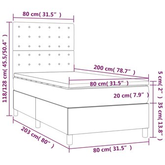 Boxspring met matras en LED stof zwart 80x200 cm 8720287392354 8