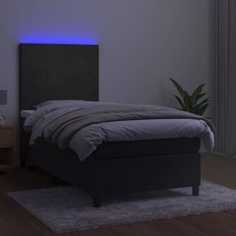 Boxspring met matras en LED fluweel donkergrijs 80x200 cm 8720287394945 4