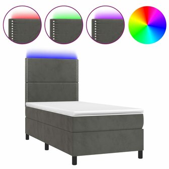 Boxspring met matras en LED fluweel donkergrijs 80x200 cm 8720287395546 2