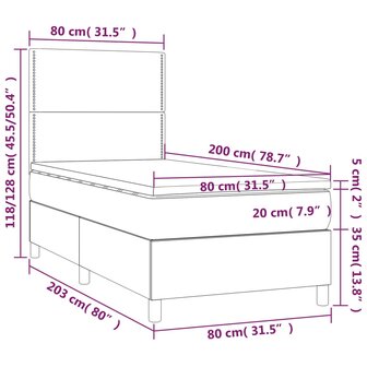 Boxspring met matras en LED fluweel donkergrijs 80x200 cm 8720287395546 8