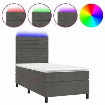 Boxspring met matras en LED fluweel donkergrijs 80x200 cm 8720287396741 2