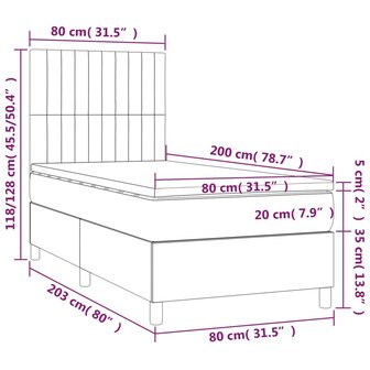 Boxspring met matras en LED fluweel donkergrijs 80x200 cm 8720287397342 8