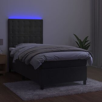 Boxspring met matras en LED fluweel donkergrijs 80x200 cm 8720287398547 4