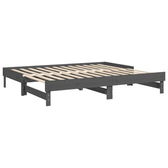 Slaapbank uitschuifbaar massief grenenhout grijs 2x(100x200) cm 8720845639013 7