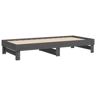 Slaapbank uitschuifbaar massief grenenhout grijs 2x(100x200) cm 8720845639013 8