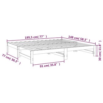 Slaapbank uitschuifbaar massief grenenhout 2x(75x190) cm 8720845639440 12