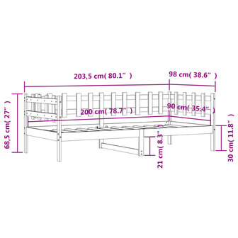 Slaapbank 90x200 cm massief grenenhout wit 8721012233560 10