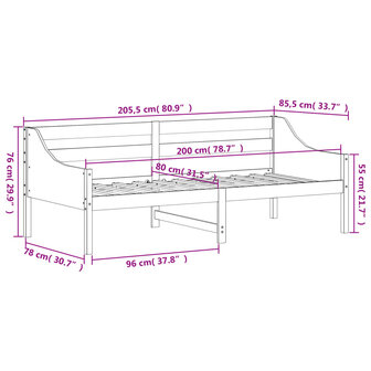 Slaapbank 80x200 cm massief grenenhout 8721012429598 9