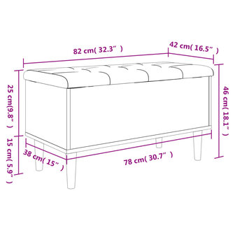 Opbergbankje 82x42x46 cm bewerkt hout wit 8721012162785 10