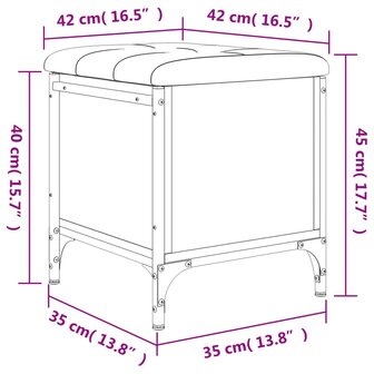 Opbergbankje 42x42x45 cm bewerkt hout grijs sonoma eikenkleurig 8721012163386 10