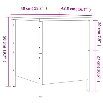 Opbergbankje 40x42,5x50 cm bewerkt hout gerookt eikenkleurig 8721012340619 12