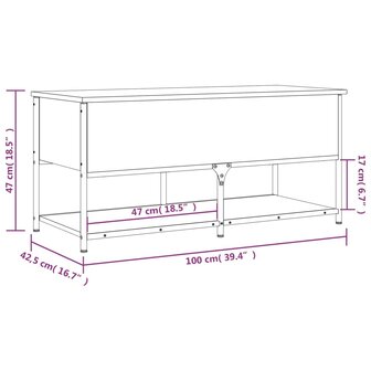 Opbergbankje 100x42,5x47 cm bewerkt hout grijs sonoma eiken 8721012340770 12