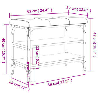 Schoenenbank 62x32x47 cm bewerkt hout sonoma eikenkleurig 8721012163560 10