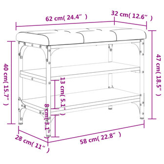 Schoenenbank 62x32x47 cm bewerkt hout gerookt eikenkleurig 8721012163577 10