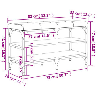 Schoenenbankje 82x32x47 cm bewerkt hout grijs sonoma eikenkleur 8721012163638 10