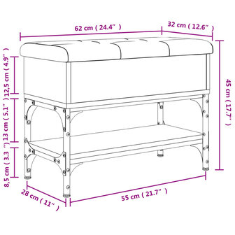 Schoenenbankje 62x32x45 cm bewerkt hout bruineikenkleurig 8721012163744 11