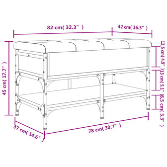 Schoenenbank 82x42x45 cm bewerkt hout grijs sonoma eikenkleurig 8721012163980 12