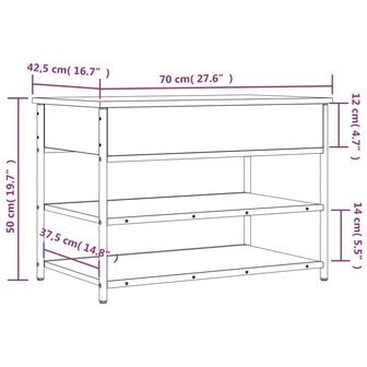 Schoenenbankje 70x42,5x50 cm bewerkt hout gerookt eikenkleurig 8721012340817 12