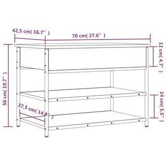 Schoenenbankje 70x42,5x50 cm bewerkt hout bruineikenkleurig 8721012340831 12