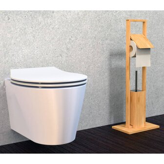 EISL Toiletset toiletrol- en toiletborstelhouder 30x21x82 cm bamboe 9002560793010 1