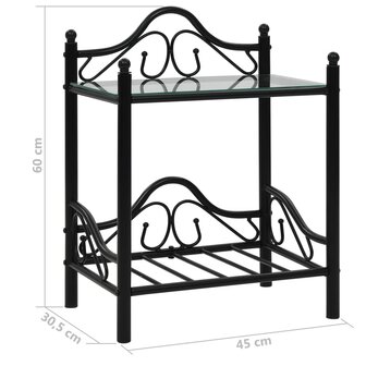 Nachtkastje 45x30,5x60 cm staal en gehard glas zwart 8718475613220 8