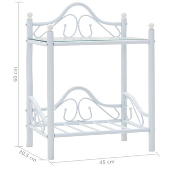 Nachtkastjes 45x30,5x60 cm staal en gehard glas wit 2 st 8718475613251 9